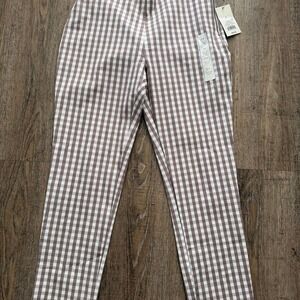 A New Day Women's Brown Gingham High-Rise Skinny Ankle Pants